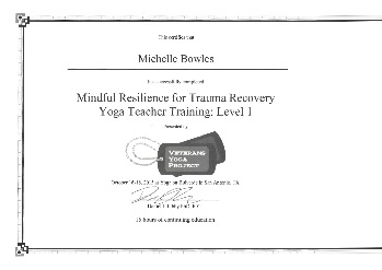 Veterans Yoga Project Certificate
